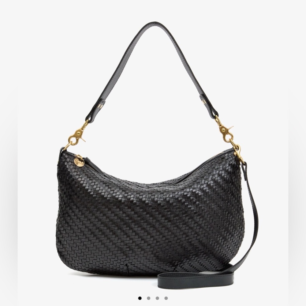 Clare V moyen messenger - black woven zig zag